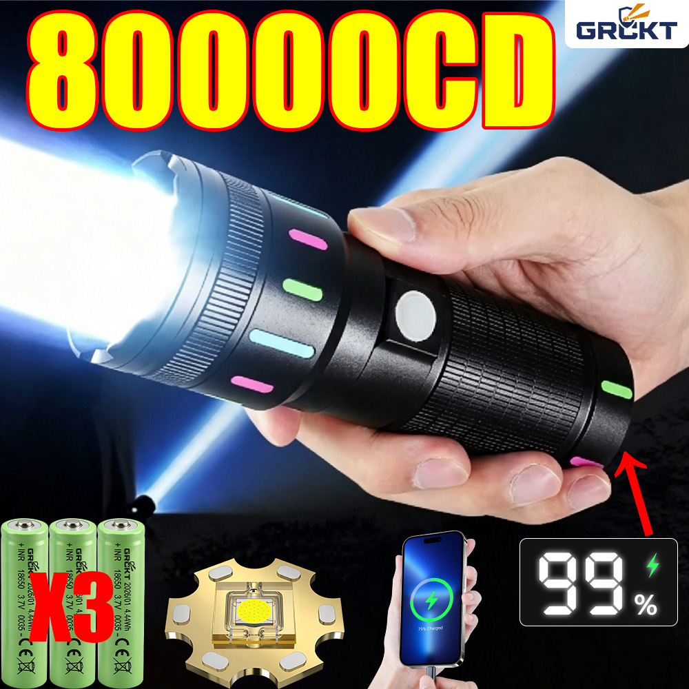 Outdoor Powerbank - 80000CD Most Powerful LED Flashlight High