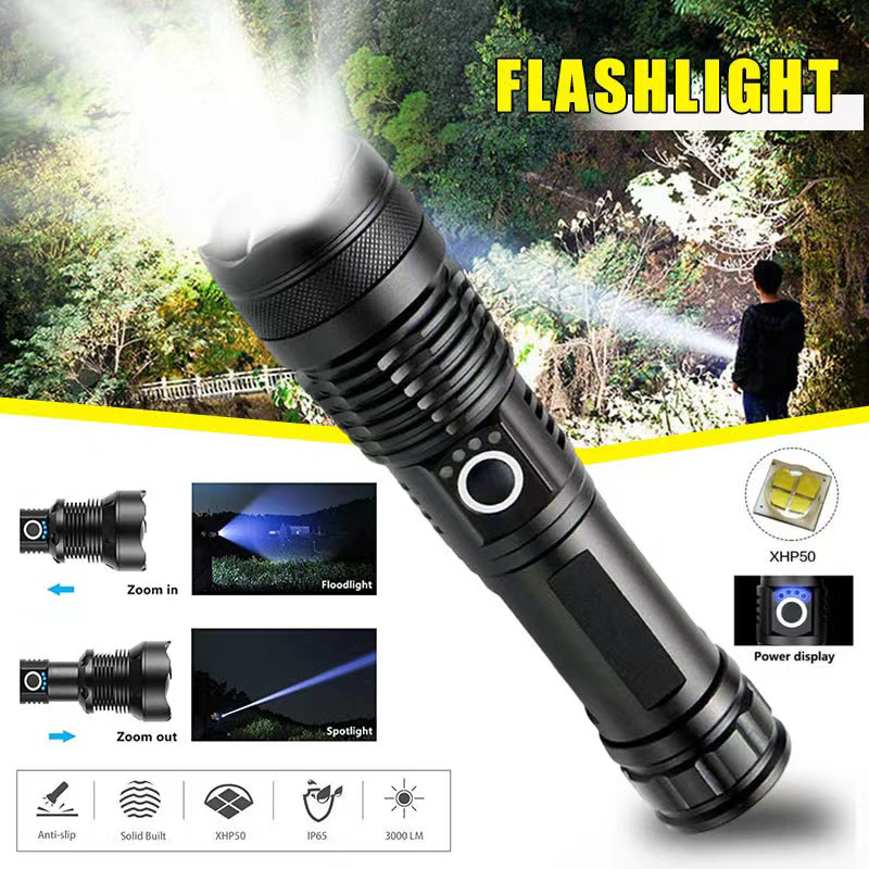 Outdoor Power Reno - High Power XHP70 Led Flashlight USB-C