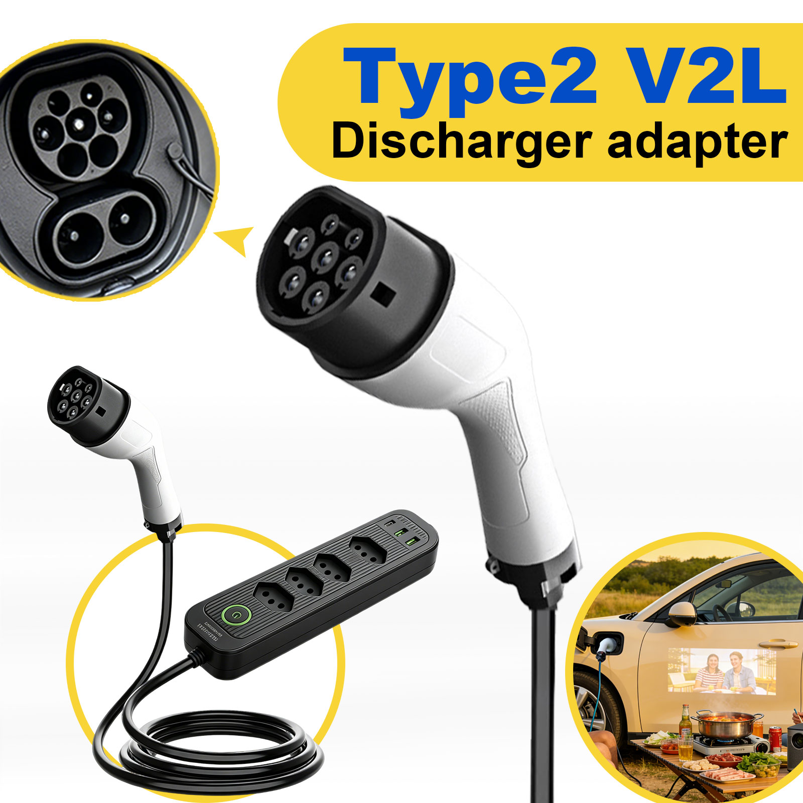 Type2 V2L Discharge Adapter 16 - đánh giá và giá Outdoor Power Outlet