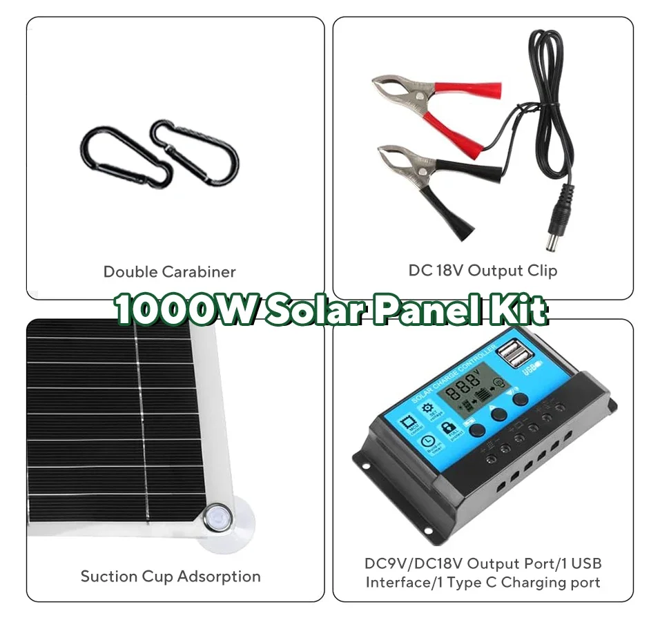 1000W Solar Panel Kit,12V Sola - đánh giá và giá Outdoor Power Supply 12V