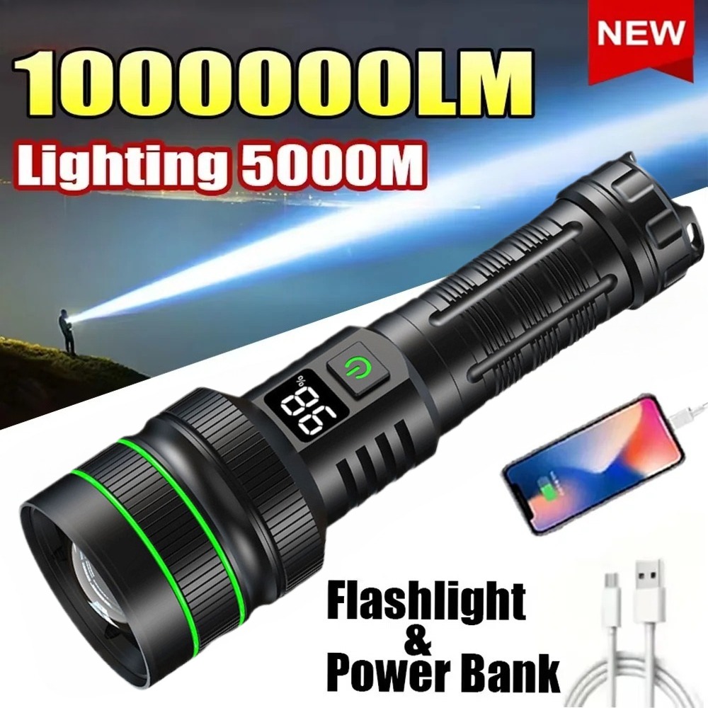 Powerful LED Flashlight Zoomab - đánh giá và giá Outdoor Powerbank