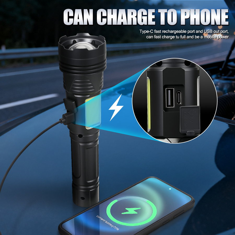 Powerful LED Handheld Flashlig - đánh giá và giá Outdoor Powerbank